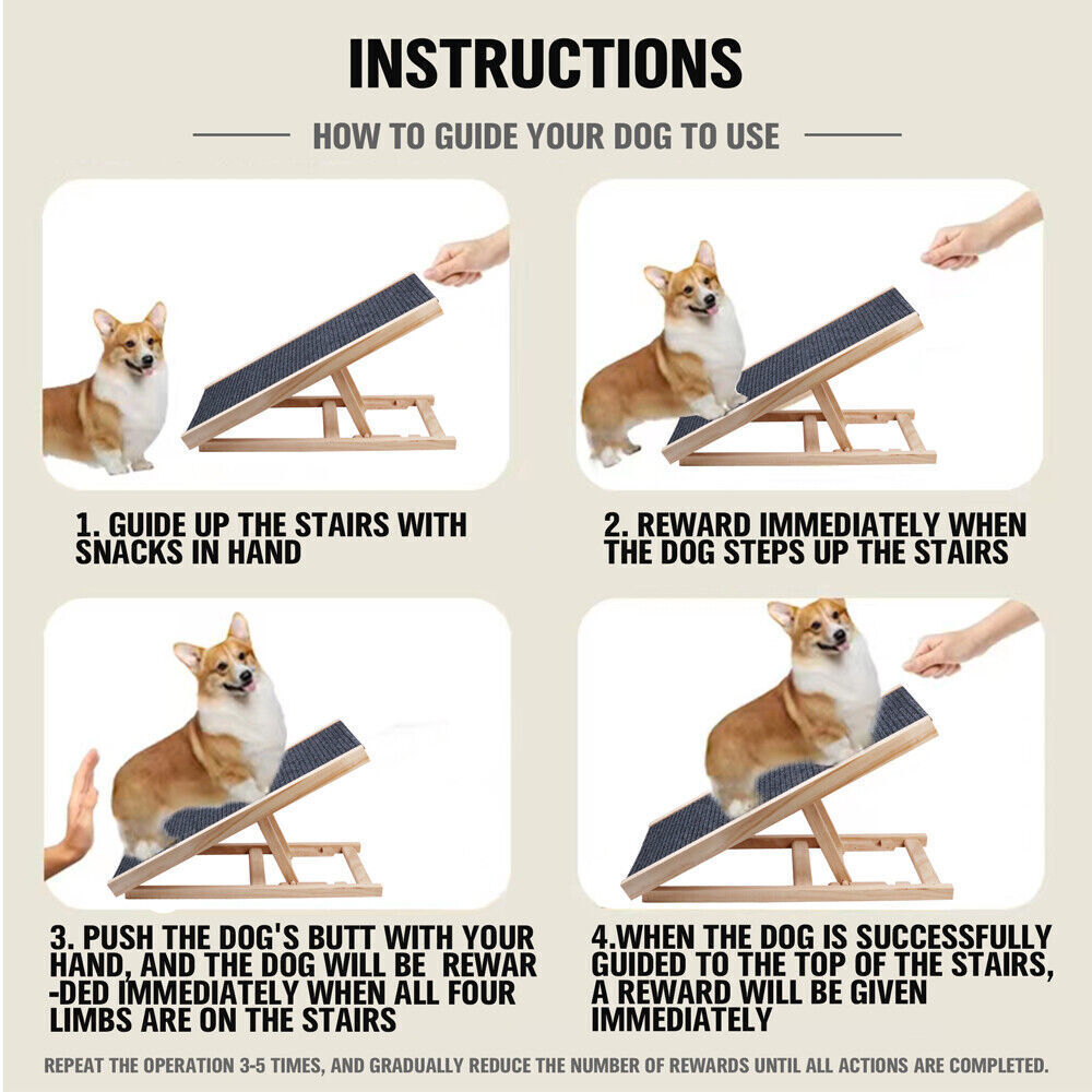 VaKa 70cm Foldable Dog Pet Ramp Adjustable Height Dogs Stairs For Bed Sofa 82006 image 7