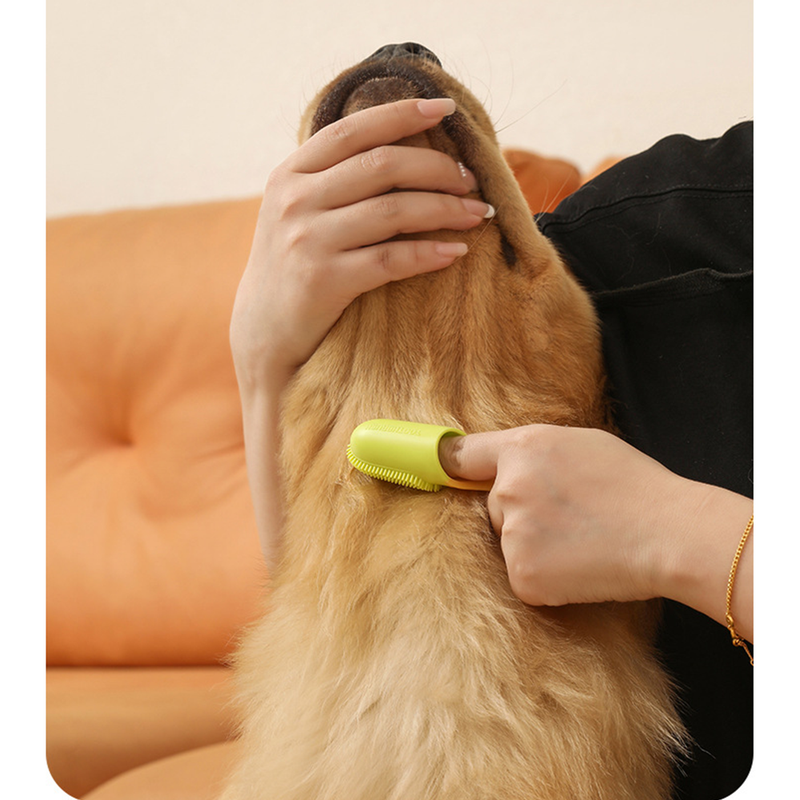 Pet Finger Toothbrush, Soft Silicone Dog and Cat Oral Cleaning Tool with Handle - White image 4
