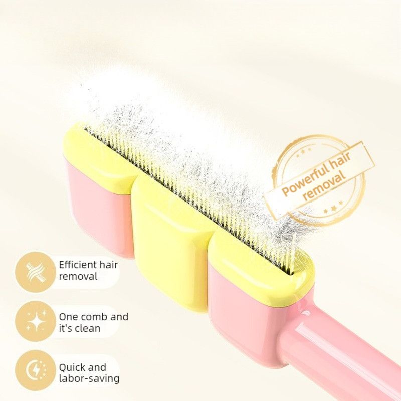 Pet Comb, Universal for Cats & Dogs, Dense Pin Comb for Tangles & Loose Fur—Pink image 3