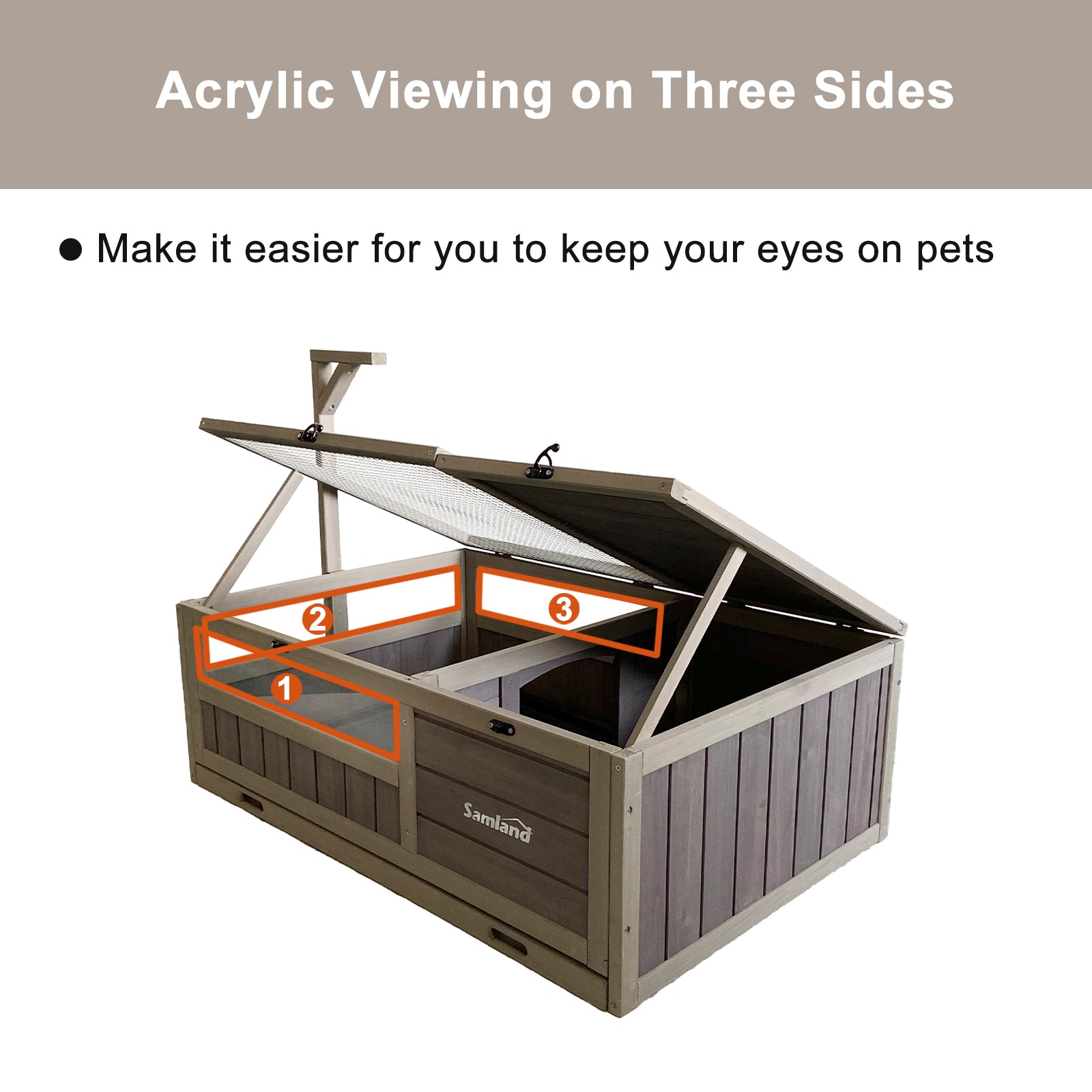 Samland Wooden Tortoise House Cage, Indoor Enclosure House Reptile Habitat Cage Box image 3