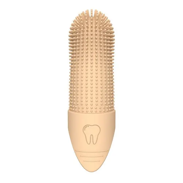 Gentle Silicone Finger Toothbrush for Cats and Dogs – Reusable, Yellow