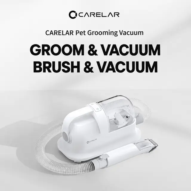 Five-in-One Pet Grooming Vacuum Kit with Clippers, White