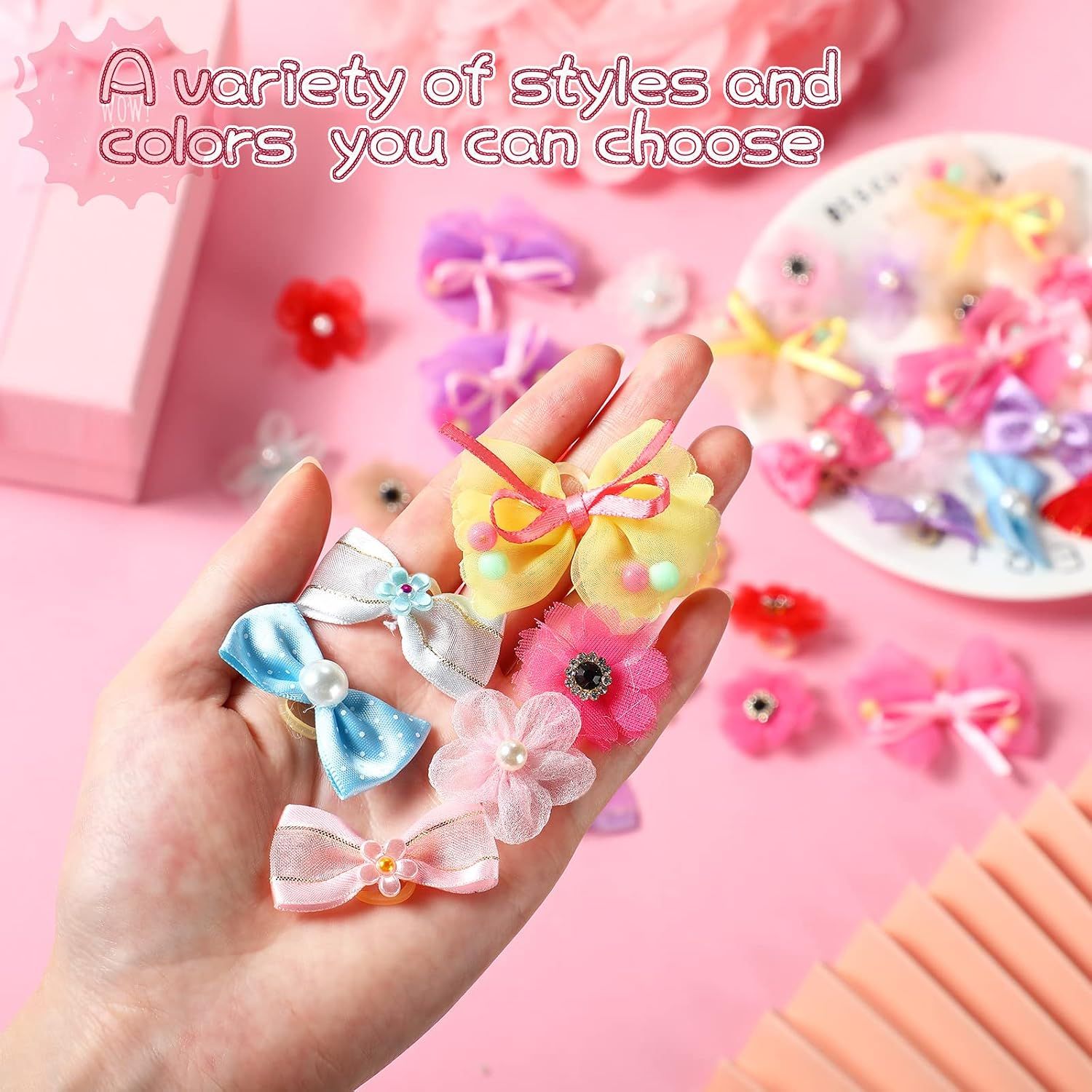 40 Pieces Dog Hair Bows with Rubber Bands, 40 Piece image 2
