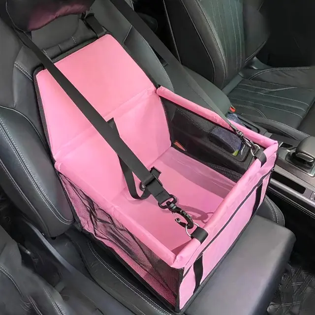 Pink Portable Pet Car Seat for Dogs and Cats - Adjustable Car Seat Cover