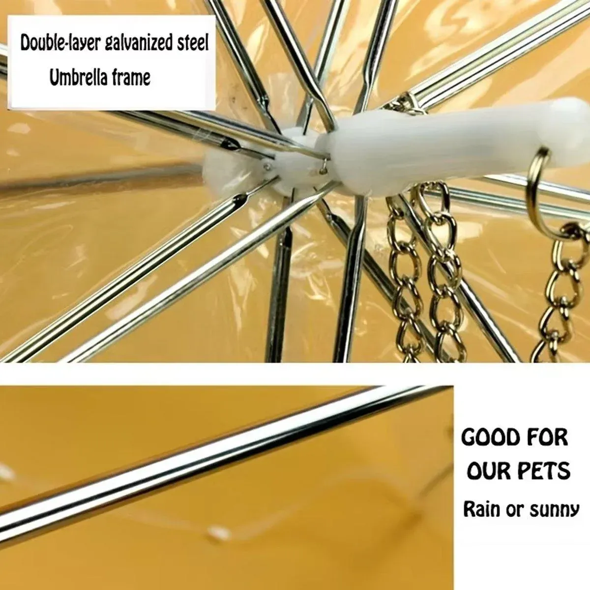 Pet Dog Transparent Umbrella 30 inch Diameter With Dog Leash For Rain Walking Outdoor image 6