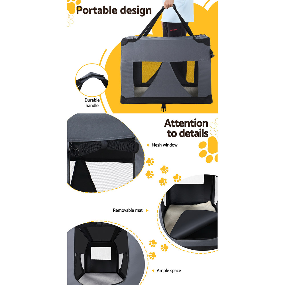 i.Pet Pet Carrier Soft Crate Dog Cat Travel 121x80CM Portable Foldable Car 4XL image 6