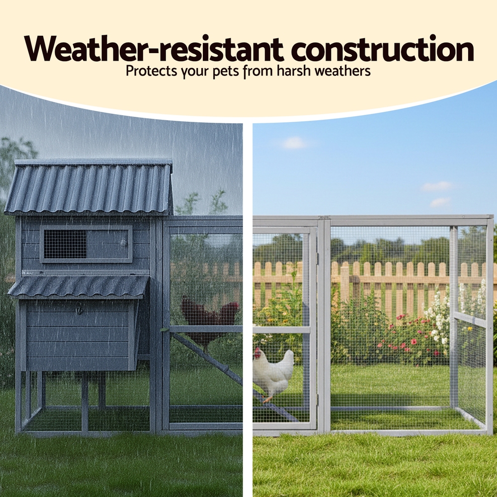 i.Pet Chicken Coop Rabbit Hutch Extra Large Wooden Run Bunny Cage Poultry House Outdoor image 5