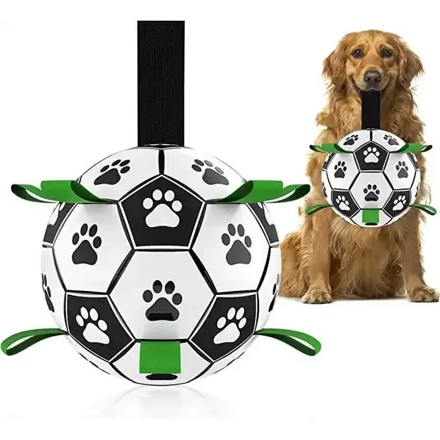 15*15cm Interactive Dog Toy Soccer Ball with Rope