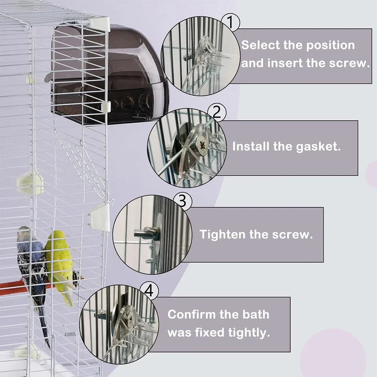Parrot Bath Box Grey Bird Cage Accessory Bathroom Bird Bathtub for Small Birds image 8
