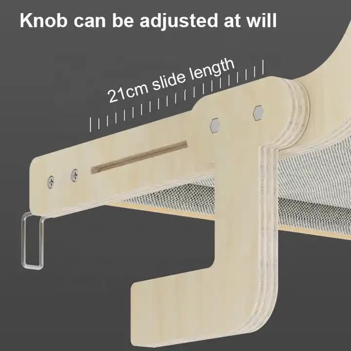 Wall-Mounted Cat Hammock Bed – Wooden Frame image 2