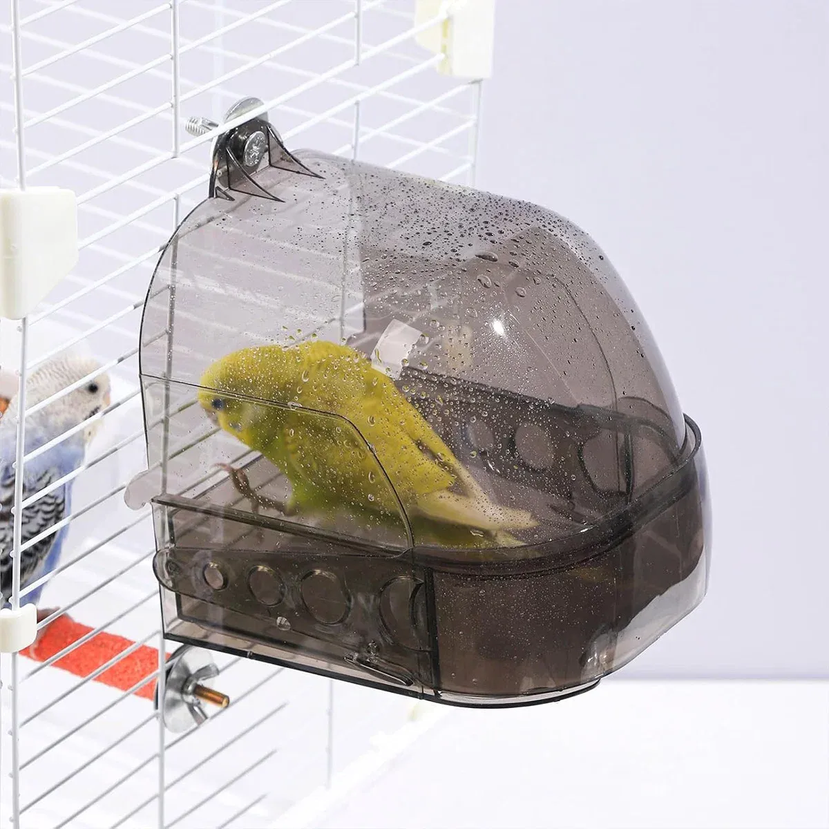 Parrot Bath Box Grey Bird Cage Accessory Bathroom Bird Bathtub for Small Birds image 7