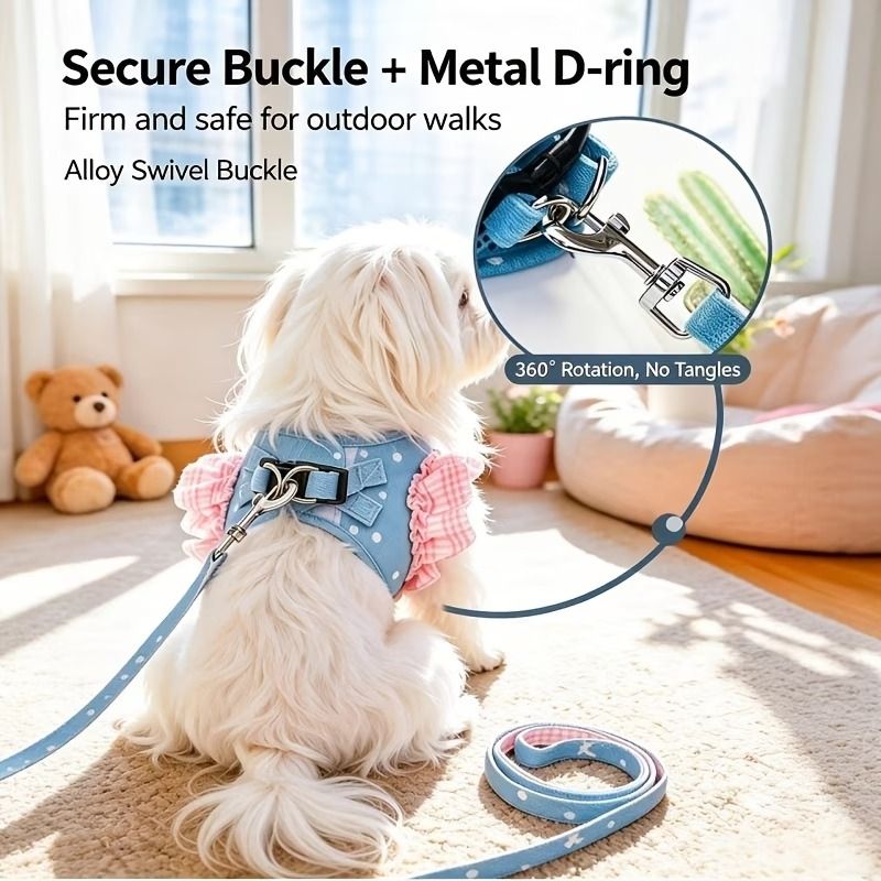 Pet Denim Harness Leash Set Breathable Adjustable Escape Proof for Small Medium Dogs… image 5