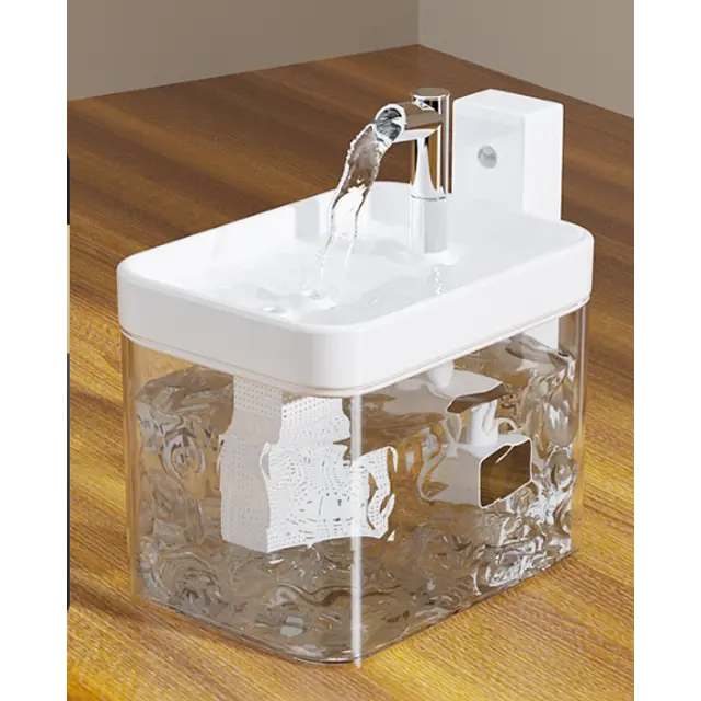 White Wireless Sensor Pet Water Fountain - 1.5L Automatic Filtered Dispenser