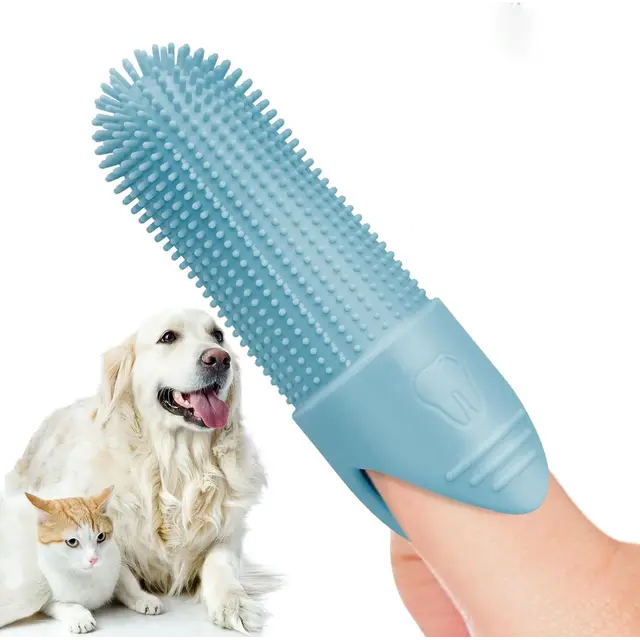 2Pack 360° Pet Dental Finger Brush for Dogs and Cats, Blue