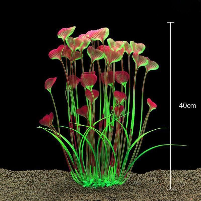 Aquarium 40cm Artificial Simulation Water Plants Fish Tank Plant Grass Decor - Green image 5