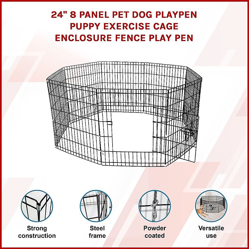 24" 8 Panel Pet Dog Playpen Puppy Exercise Cage Enclosure Fence Play Pen image 5