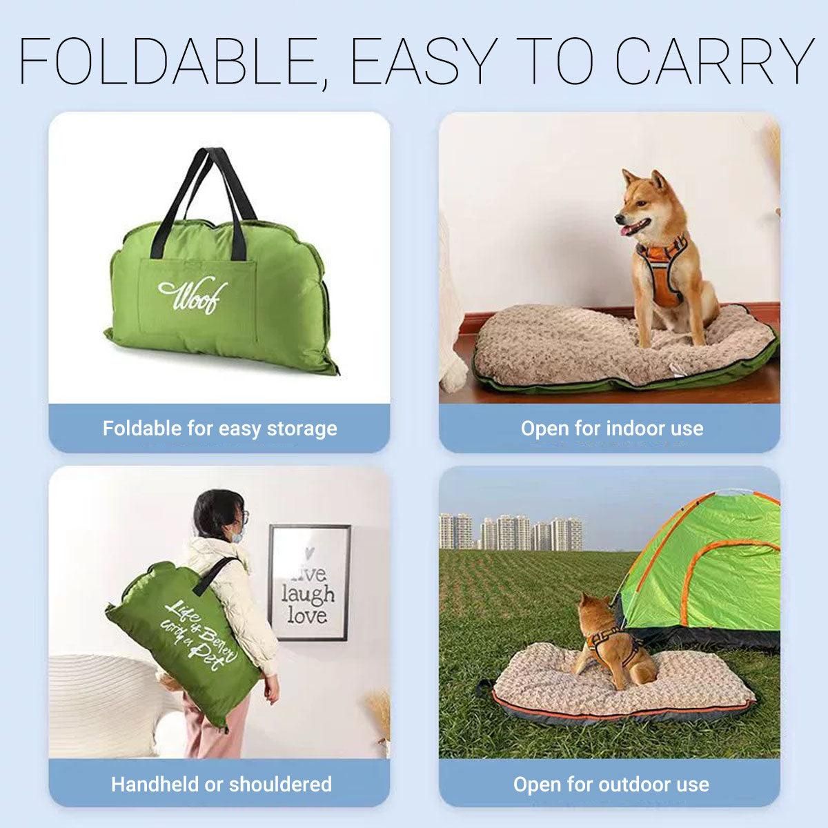 Portable Folding Pet Kennel Zippered Outdoor Dog Bed Travel Mat Waterproof - Green image 8