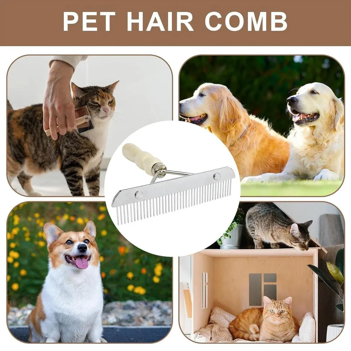Pet Brush Hair Comb Grooming Rake Comb Dogs and Cats Shedding Deshedding Tool image 4