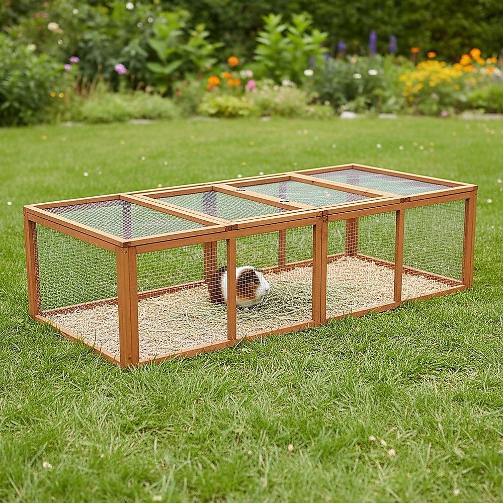 Chicken coop LARGE Run Guinea Pig Cage Villa Extension Rabbit hutch house pen image 2