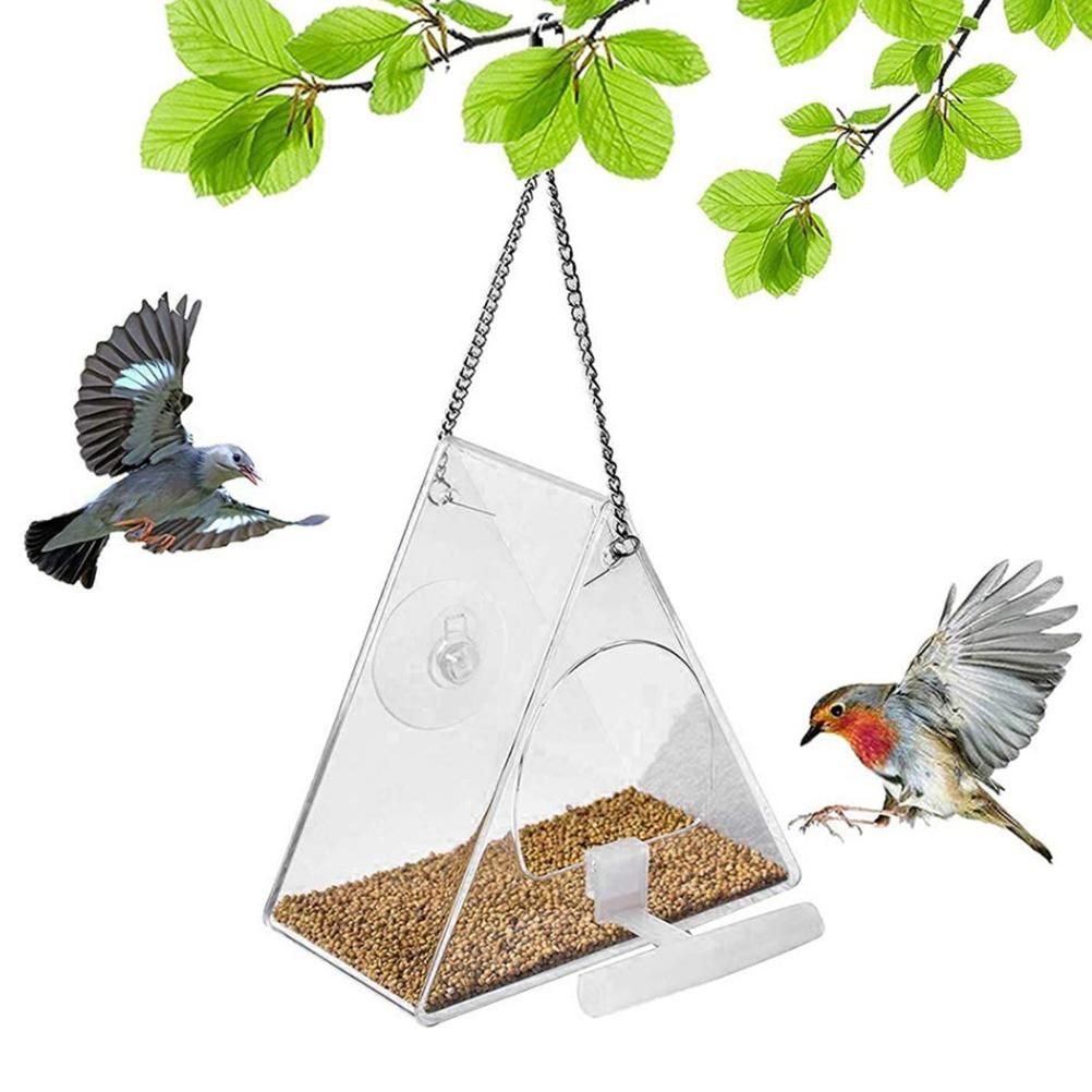 Bird Feeder Clear Acrylic Hanging Wild Bird Feeder Seed Tray for Indoor and Outdoor… image 2