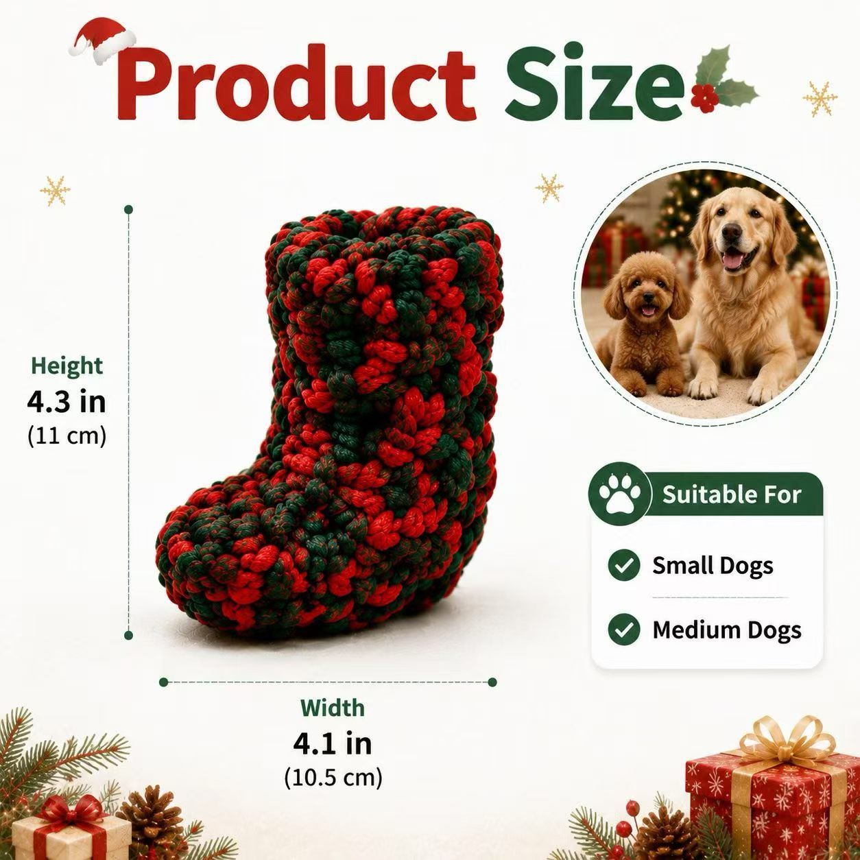 Cotton Rope Squeaky Treat-Dispensing Boot Dog Toy for Small/Medium Dogs, Green image 5