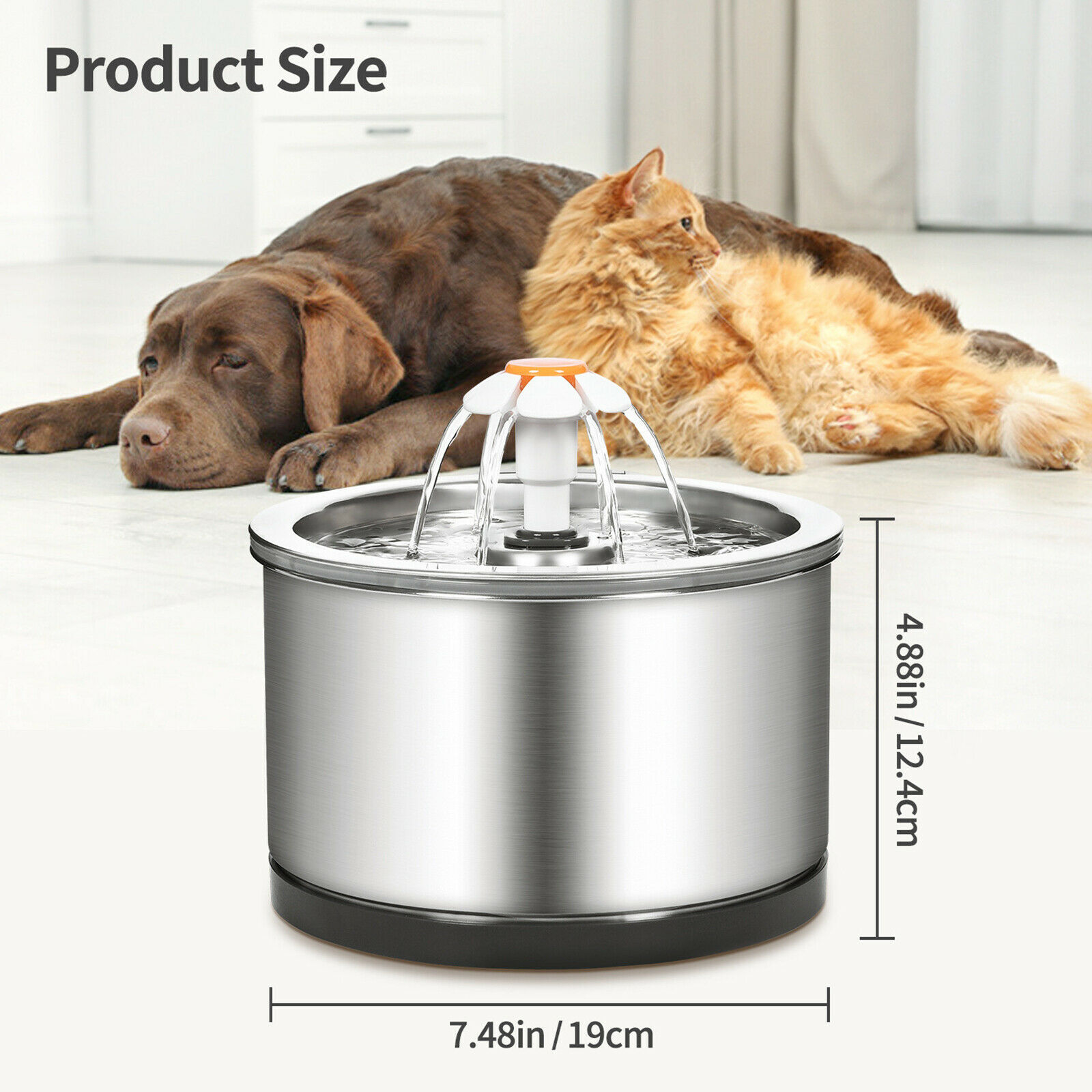 YES4PETS Automatic Electric Pet Water Fountain Dog Cat Stainless Steel Feeder Bowl… image 4