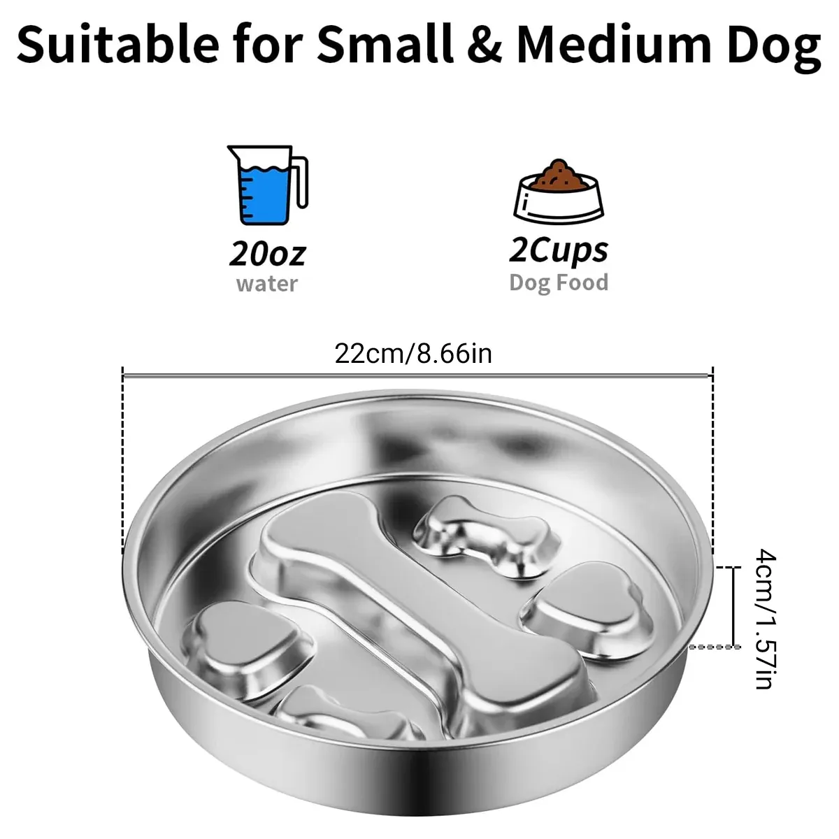 Large Capacity Stainless Steel Pet Slow Feeder Bowl Non-Slip Anti-Spill Durable image 3