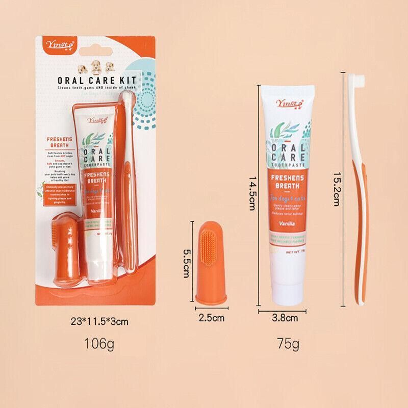 Pet Toothbrush Toothpaste Set for Cats and Dogs Vanilla Flavor Oral Care Kit image 3