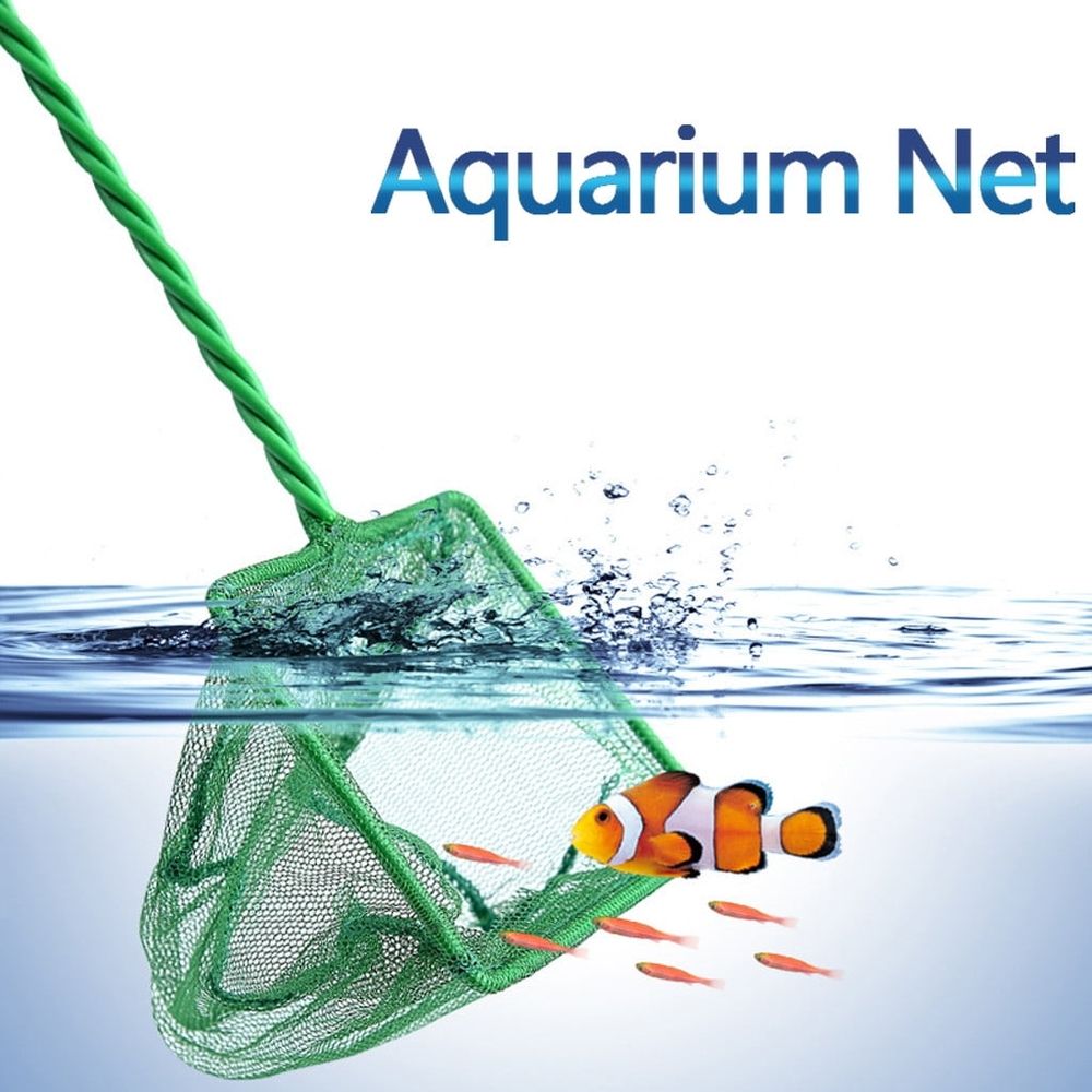Aquarium Fishing Net Fish Tank Cleaning Tools Green Fine Mesh Net with Plastic Handle image 2