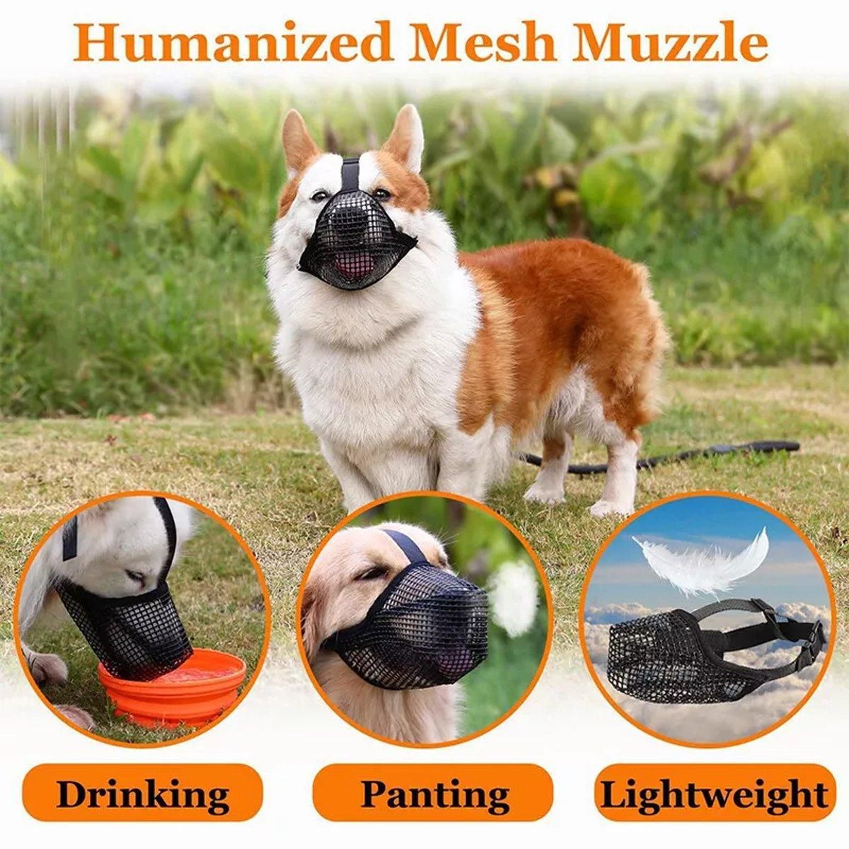 2PCS Adjustable Mesh Pet Dog Muzzle Mask Mouth Cover No Bite Strap Mouth Cover - Black-S image 11