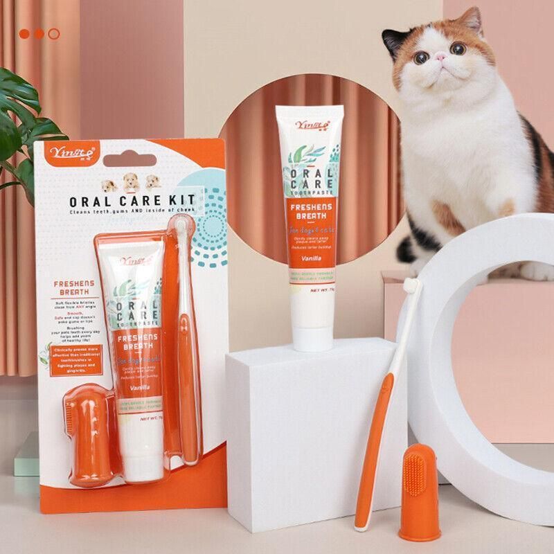 Pet Toothbrush Toothpaste Set for Cats and Dogs Vanilla Flavor Oral Care Kit image 6