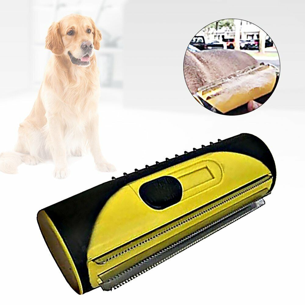 Pet Dog Cat Hair Fur Deshedding Shedding Trimmer Grooming Roll Comb Brush yellow image 2