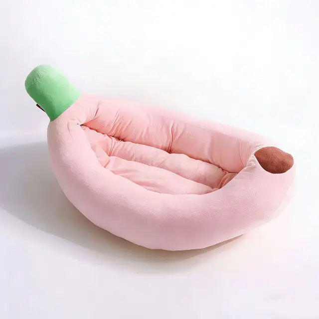Banana-Shaped Pet Bed Removable Washable Pet Bed Small Medium Dog Bed Cat Bed - Pink…