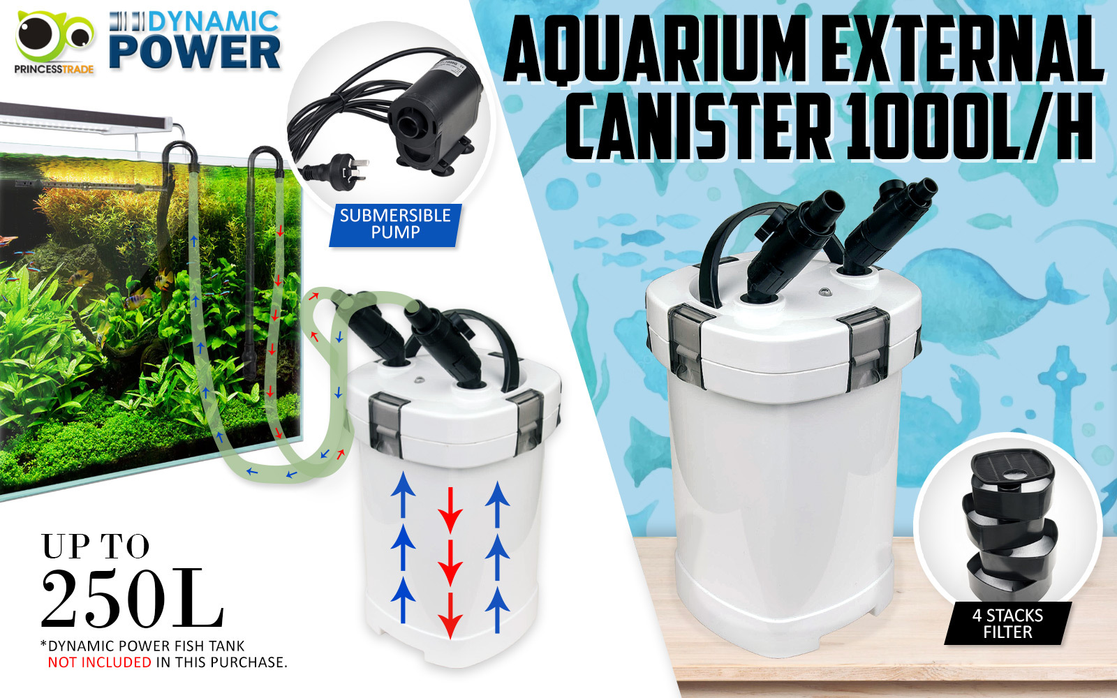 Aquarium External Canister Filter 1000L/H image 2