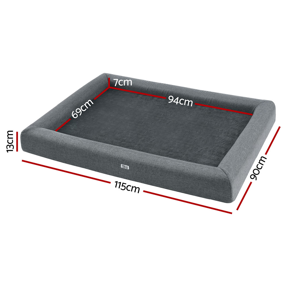 i.Pet Pet Bed Dog Cat Extra Large Calming Soft Sofa Cushion Egg Crate Washable Grey image 2