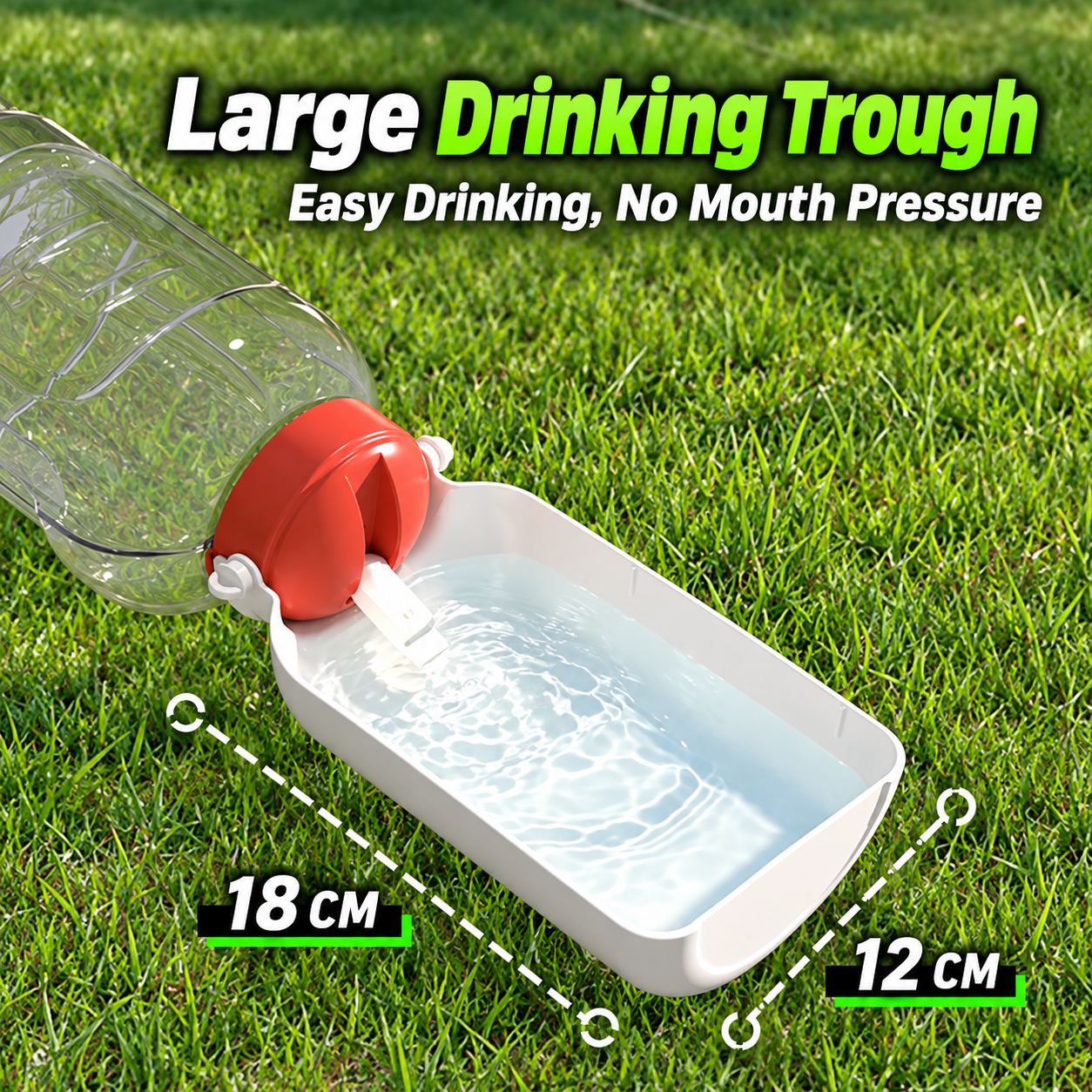 Green 2 in 1 Portable Dog Water Bottle and Food Container - 1100ml Travel Pet Water… image 4