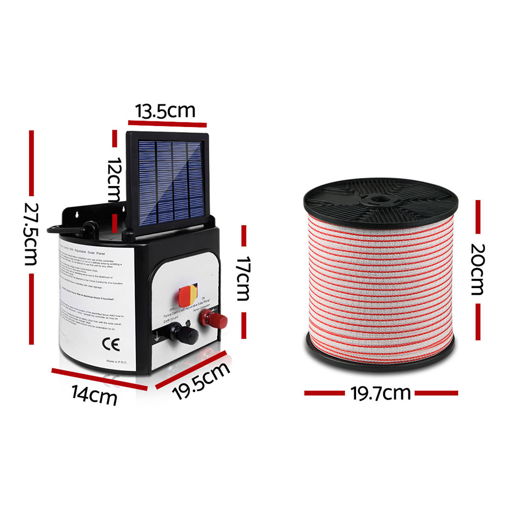 Giantz Fence Energiser 8KM Solar Powered Electric 400M Poly Tape Insulator image 2