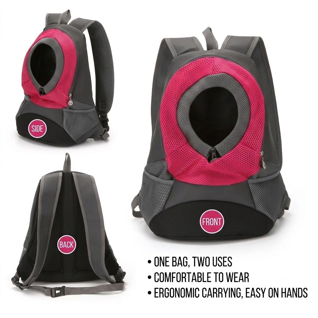 Ventilated Small Pet Carrier Backpack – Hands-Free Nylon Travel Bag with Adjustable… image 4