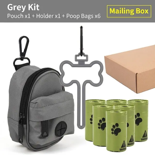 Carry Your Pup’s Mess in Style with a Durable Oxford Fabric Poop Bag Dispenser Set, Grey