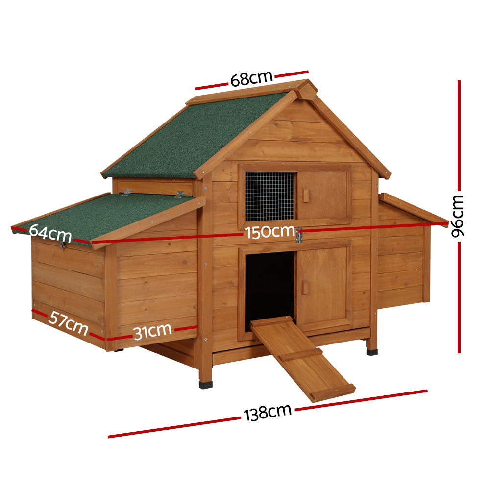 i.Pet Chicken Coop Rabbit Hutch 150cm x 68cm x 96cm Large Chicken Coop House Run Cage… image 2