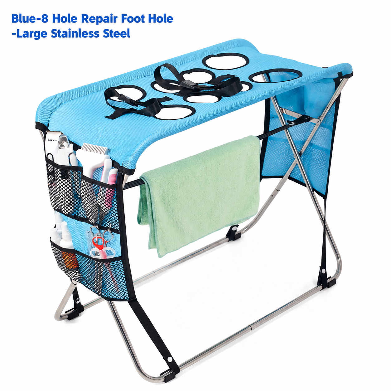 Foldable Pet Grooming Table with Stainless Steel Frame and Breathable Mesh Surface for… image 11