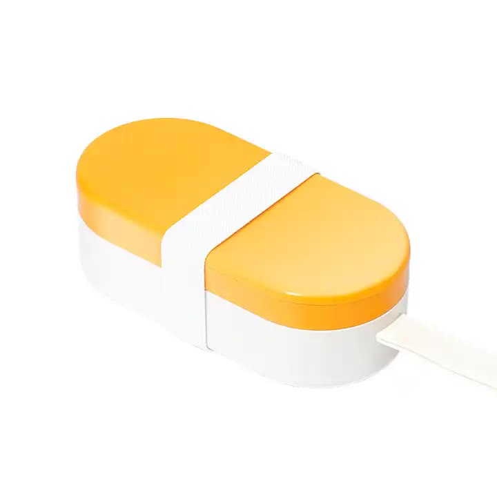Portable Pet Food Storage Box - 90g Capacity, Yellow+Blue image 2