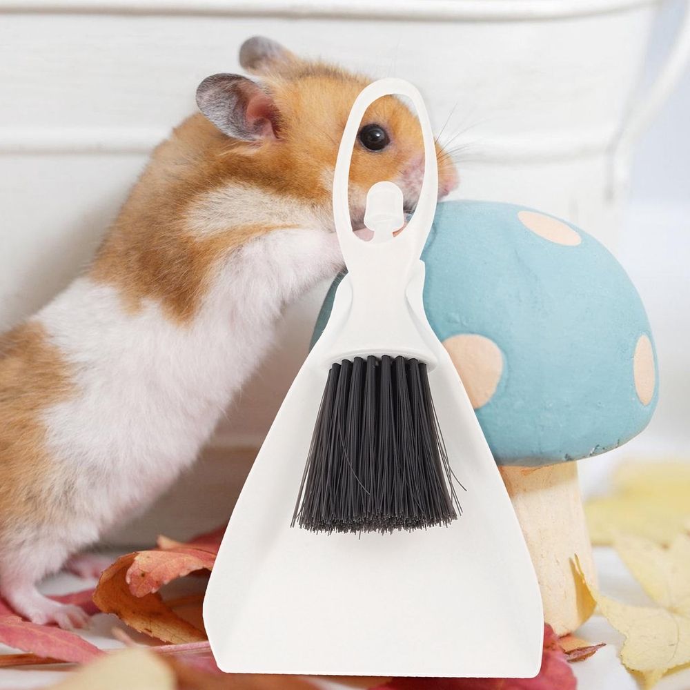 Compact White Plastic Dustpan and Brush Set for Cleaning Small Animal Cages and Pet… image 2