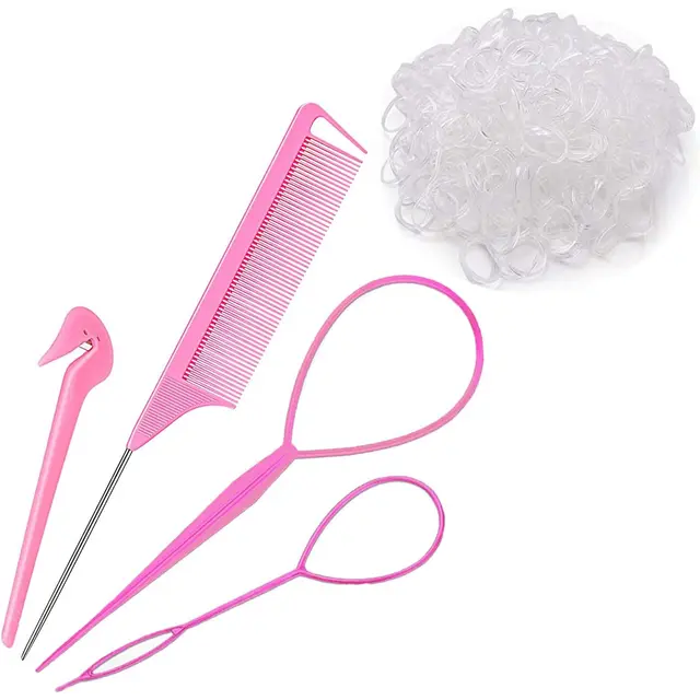 Hair Loop Styling Tool Set with 1000 Pcs…, Clear/Pink, 1000 Piece, 1 Piece, 2 Piece