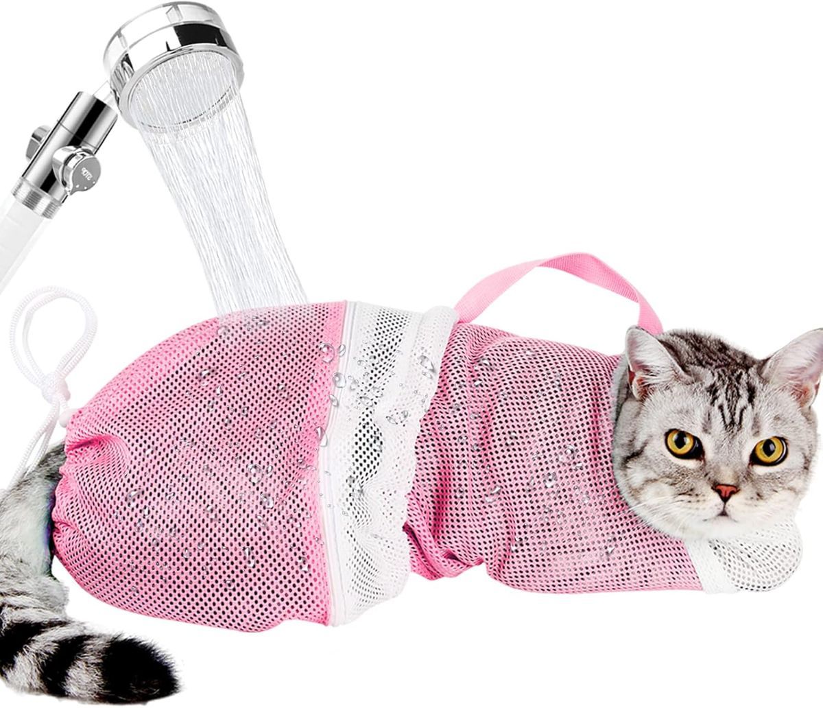 1 Pcs Cat Bathing Bag - Adjustable Cat Washing Net Anti-bite & Anti-Scratch Cat Shower… image 8