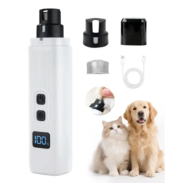 Rechargeable Pet Nail Grinder with LED Light, White