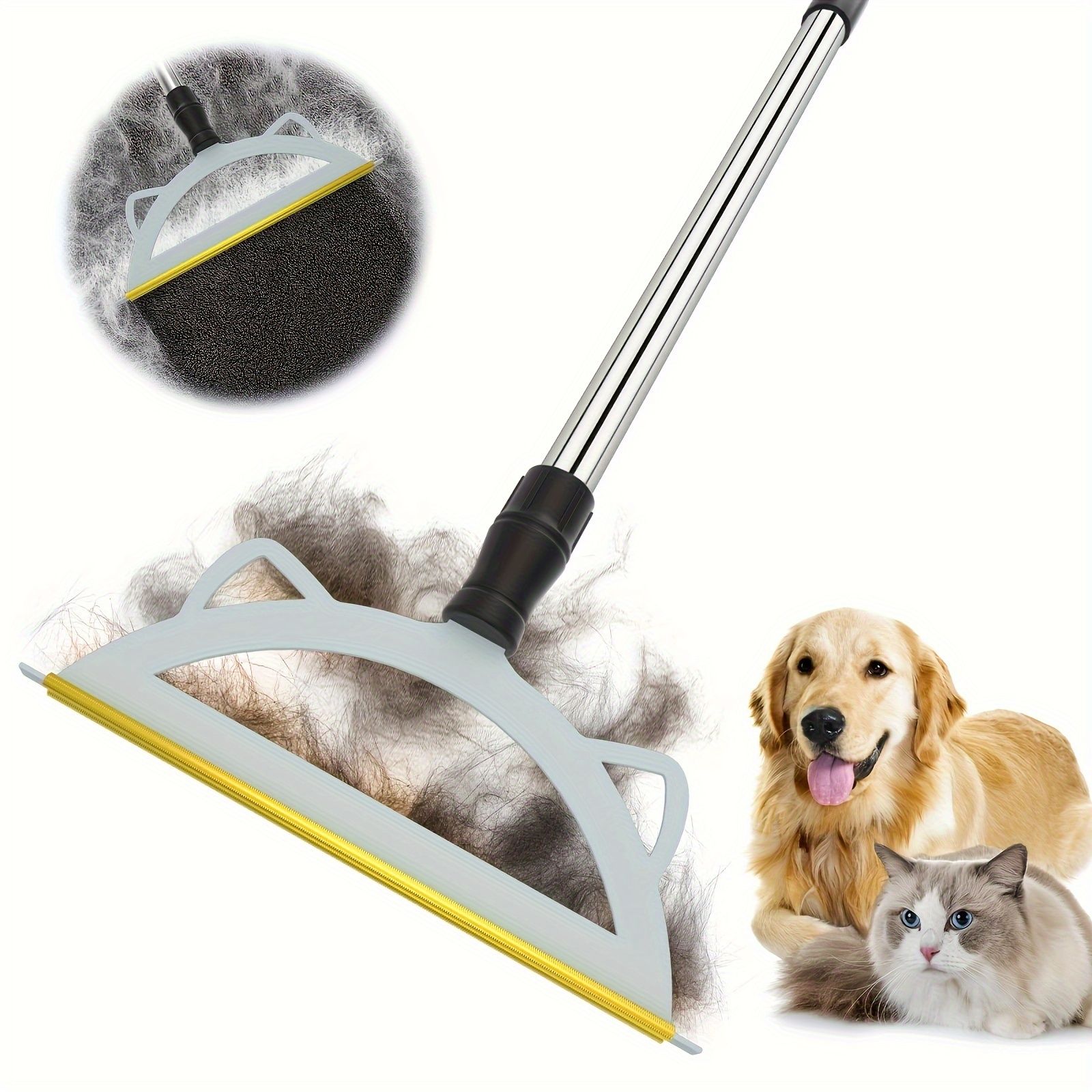 Blue Yellow pet hair remover broom image 5