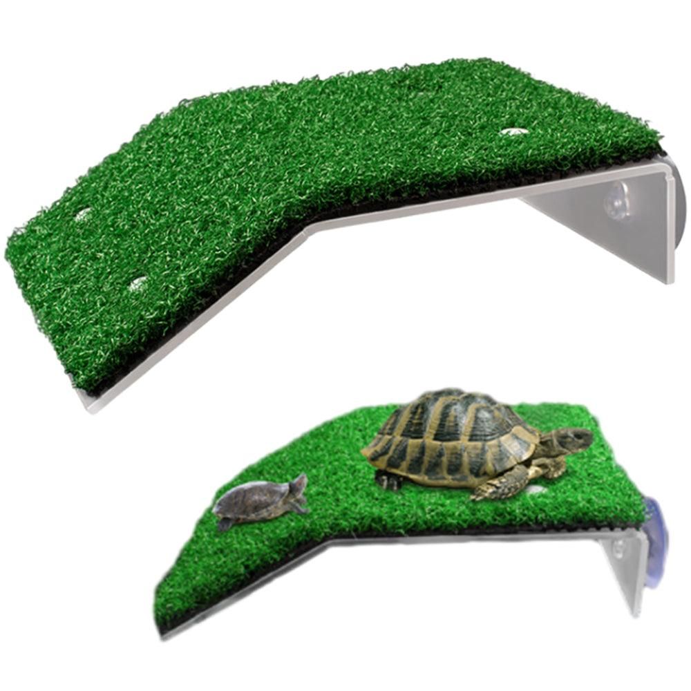 Turtle Basking Platform Simulation Grass Turtle Ramp for Fish Tank Aquarium - M image 10
