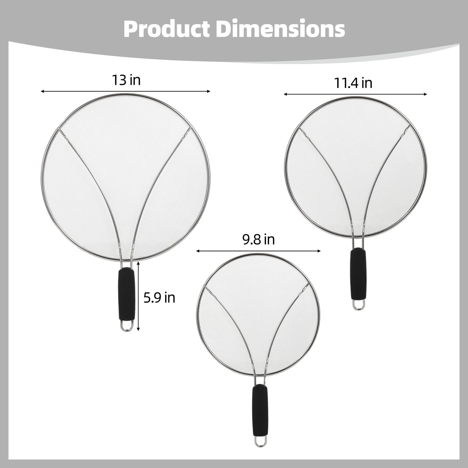PCS Stainless Steel Fine Mesh Splatter Screen with Handle – Cooling Rack image 3