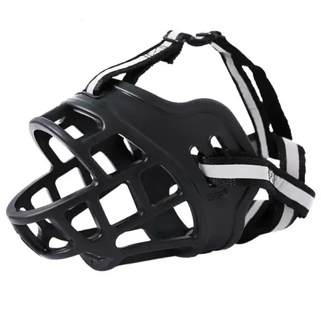 6 Sizes Adjustable Pet Dog No Bite Silicone Basket Muzzle Cage Mouth Mesh Cover - 6#